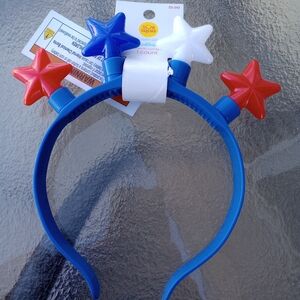 Two Star Headbands with Red, White, and Blue Stars Lights Up